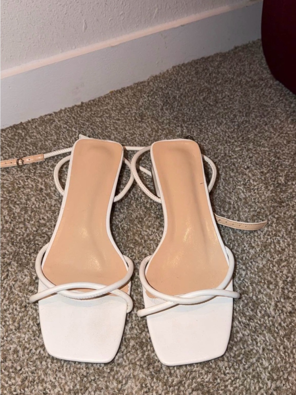 White Strappy Square-Toe Women’s Sandals
